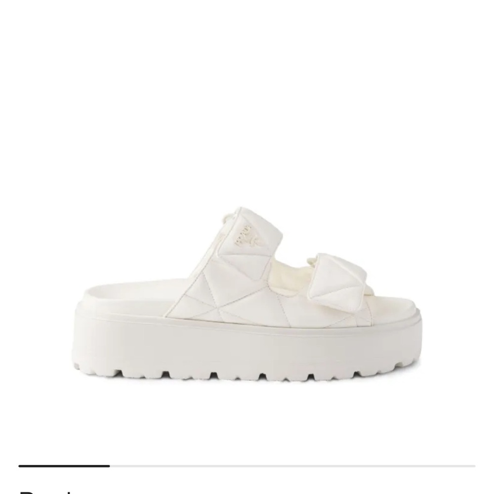 Prada White Quilted Platform Sandals